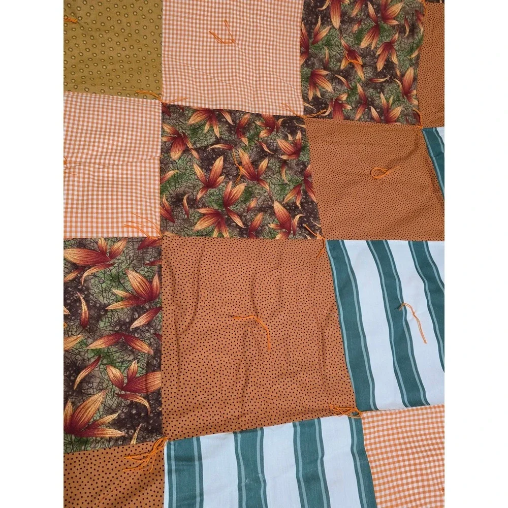 New Handmade Patchwork Quilt Fall Harvest Pumpkin Autumn Theme Cozy Bedding/0191